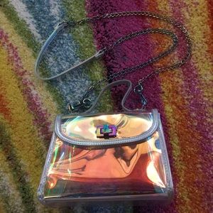 Clear iridescent purse